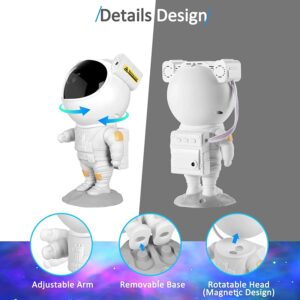 Proyector de estrellas y astronautas para niños, luz nocturna con Control remoto 360, diseño ajustable, luces para dormitorio, proyector de galaxia nebulosa