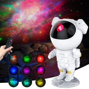 Proyector de estrellas y astronautas para niños, luz nocturna con Control remoto 360, diseño ajustable, luces para dormitorio, proyector de galaxia nebulosa