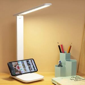 Moderna lámpara de escritorio plegable blanca para dormitorio, lámpara de noche para estudio, lámpara de noche para cuidado de los ojos, suave y confortable.