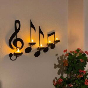 Candelabro de pared con nota musical, manualidades, calas triples, cuartos, notas dobles, decoración para el hogar y la Oficina, ideal para ese momento especial.