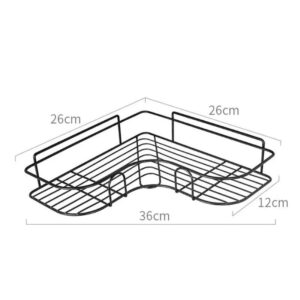 Estantes de almacenamiento de esquina de baño, estante montado en la pared, soporte de champú, cesta de drenaje de ducha de hierro, organizador sin perforaciones, accesorios de baño