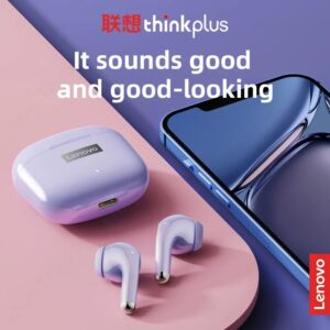 Lenovo LP40 Pro Auriculares Inalámbricos con Cancelación de Ruido, Audífonos TWS con Bluetooth 5.1, Cascos Deportivos con Control Táctil, Dispositivo con Batería de 250mAh, Originales, Novedad de 2022